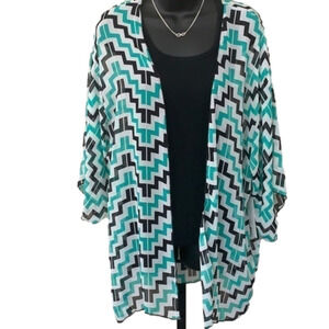 𝅺KAII Chevron Kimono Cardigan Swim Cover Up Duster